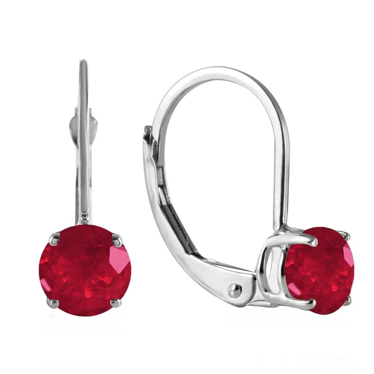 1.2 Carat 14K Solid White Gold Race Your Heart Ruby Earrings