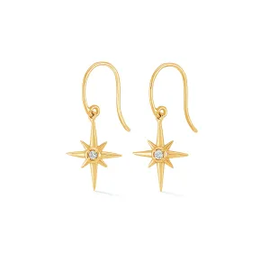 14k Gold & Diamond North Star Long Ear-Drops