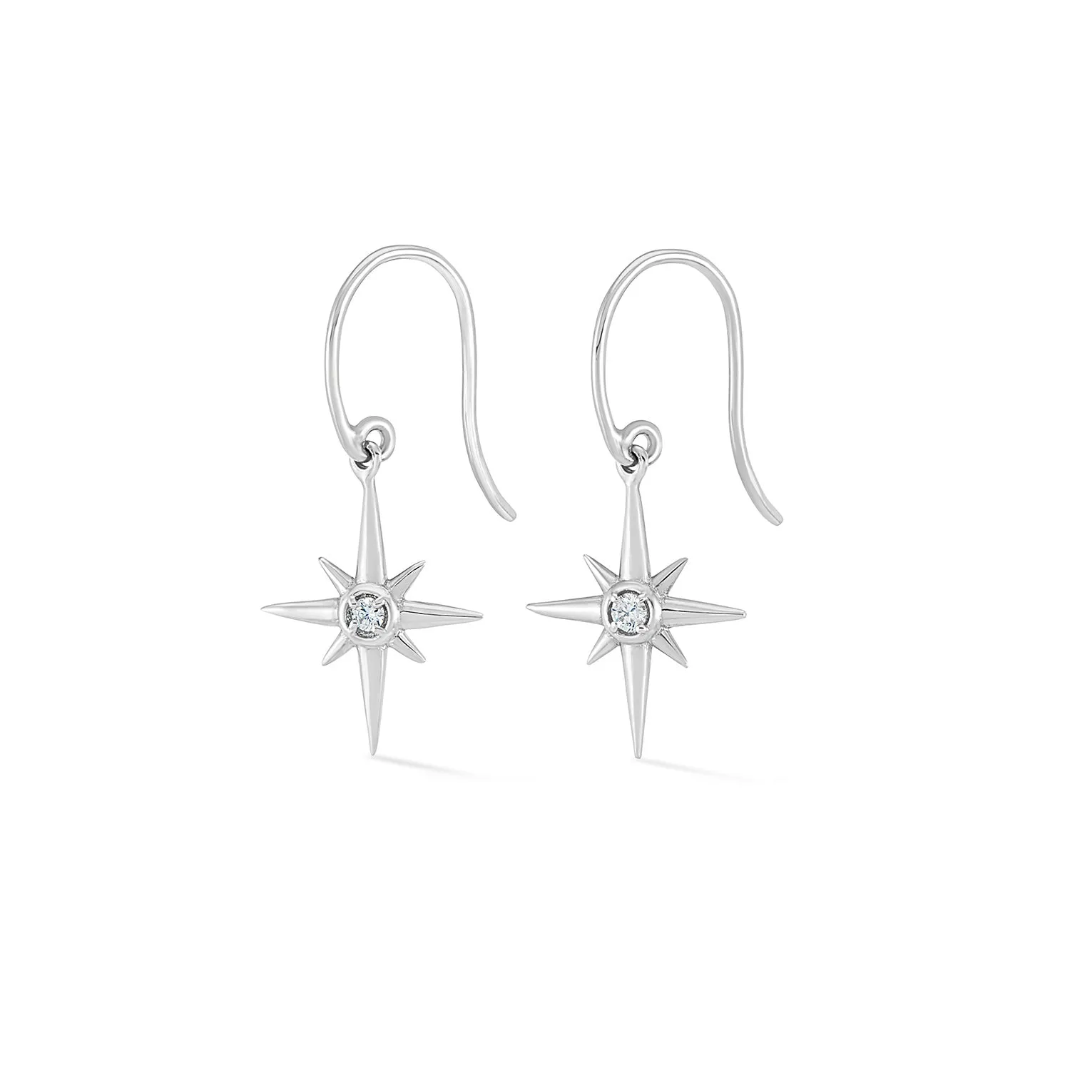 14k Gold & Diamond North Star Long Ear-Drops