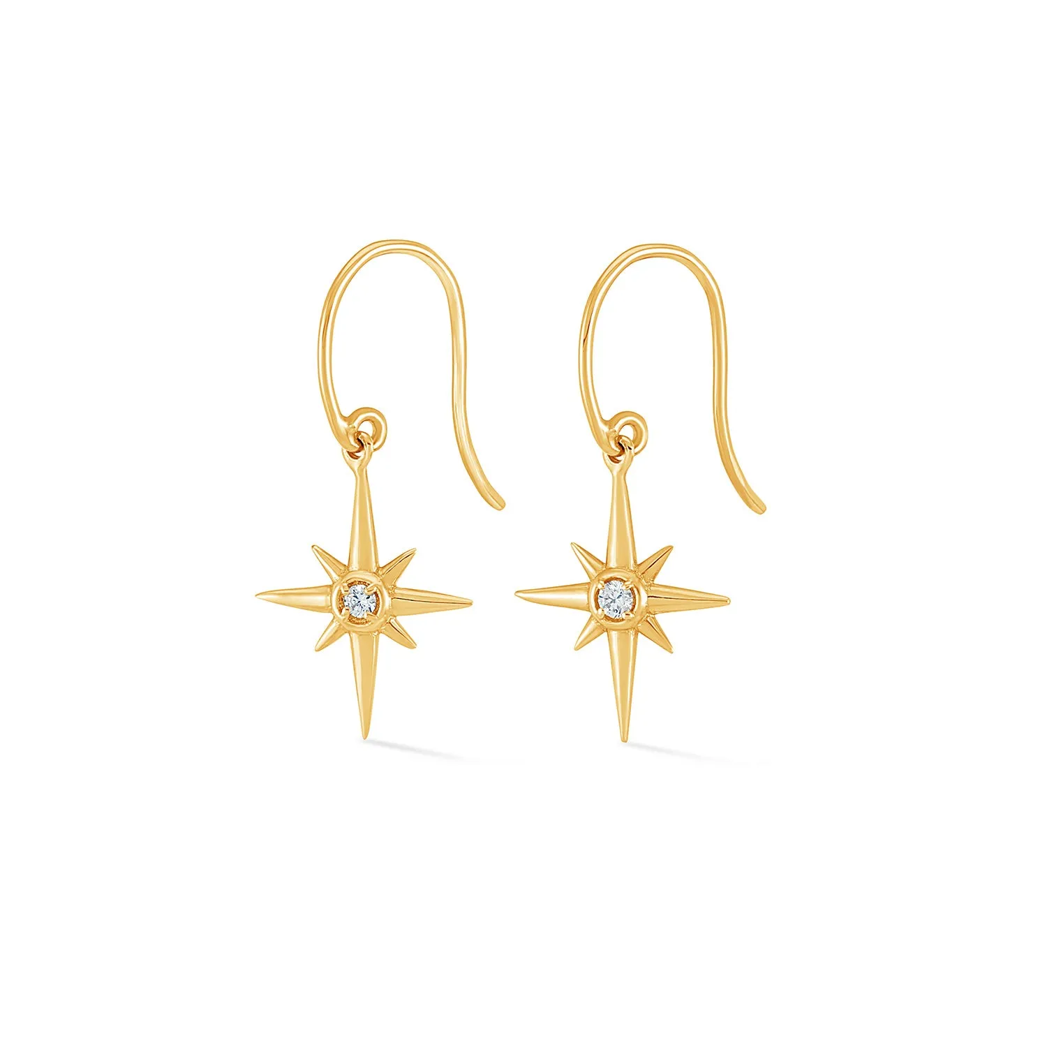 14k Gold & Diamond North Star Long Ear-Drops