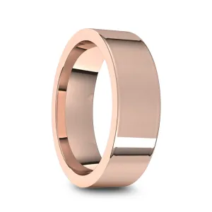 14k Rose Gold Men's Flat Ring with Polished Finish - 5mm - 10mm