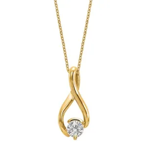 14k Yellow Gold 5.00mm Round Moissanite Chain Slide Infinity Pendant 18" Necklace