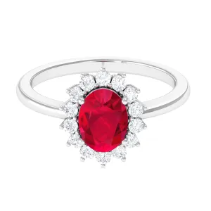 1.50 CT Princess Diana Inspired Created Ruby and Diamond Ring