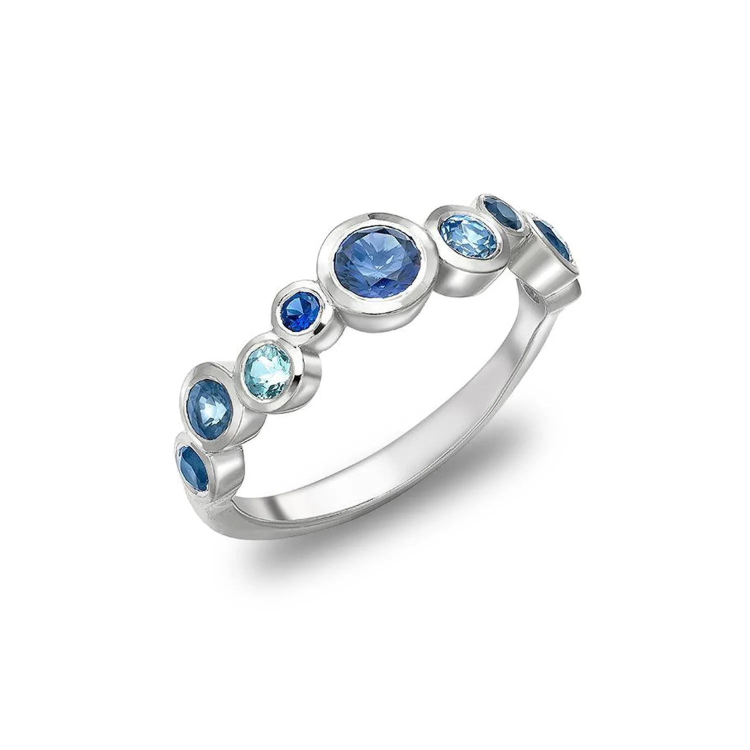 18k Blue Sapphire & Aquamarine Cascade Ring - 0.75ct