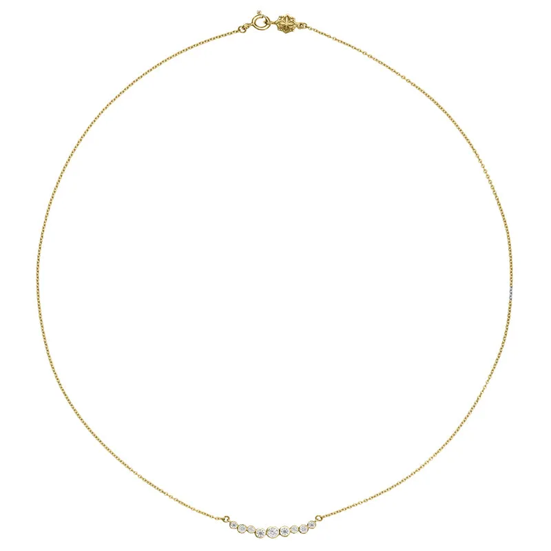 18k Gold & Diamond Small Cascade Bar Necklace