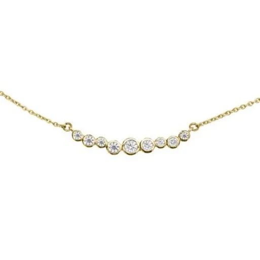 18k Gold & Diamond Small Cascade Bar Necklace