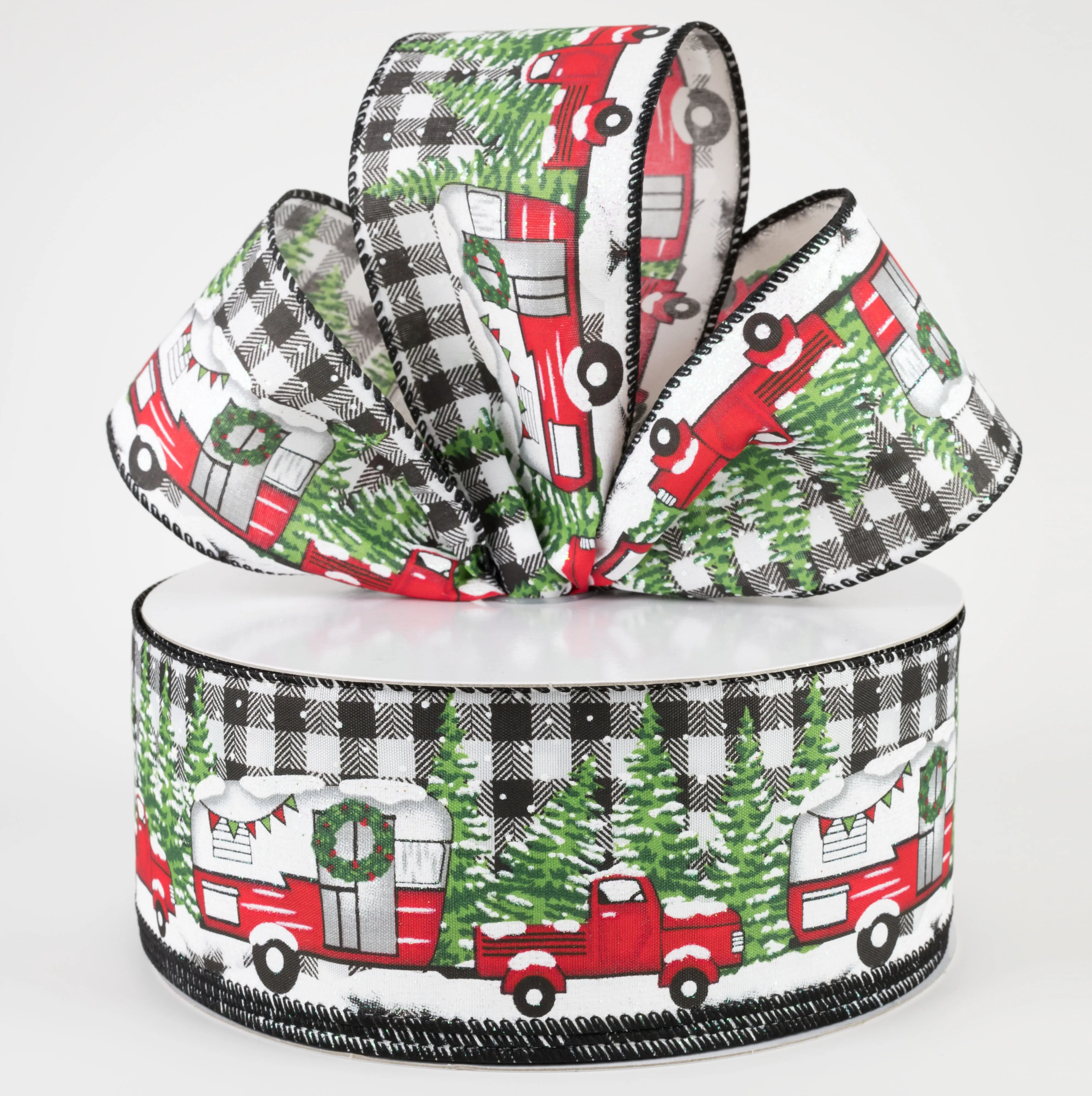 2.5" Buffalo Plaid Holiday Camper Truck Ribbon (50 Yards)