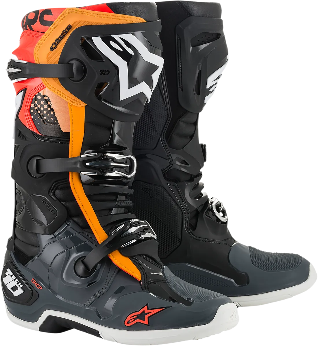 ALPINESTARS Tech 10 Boots - Black/Gray/Orange/Fluorescent Red - US 10 2010020-1143-10