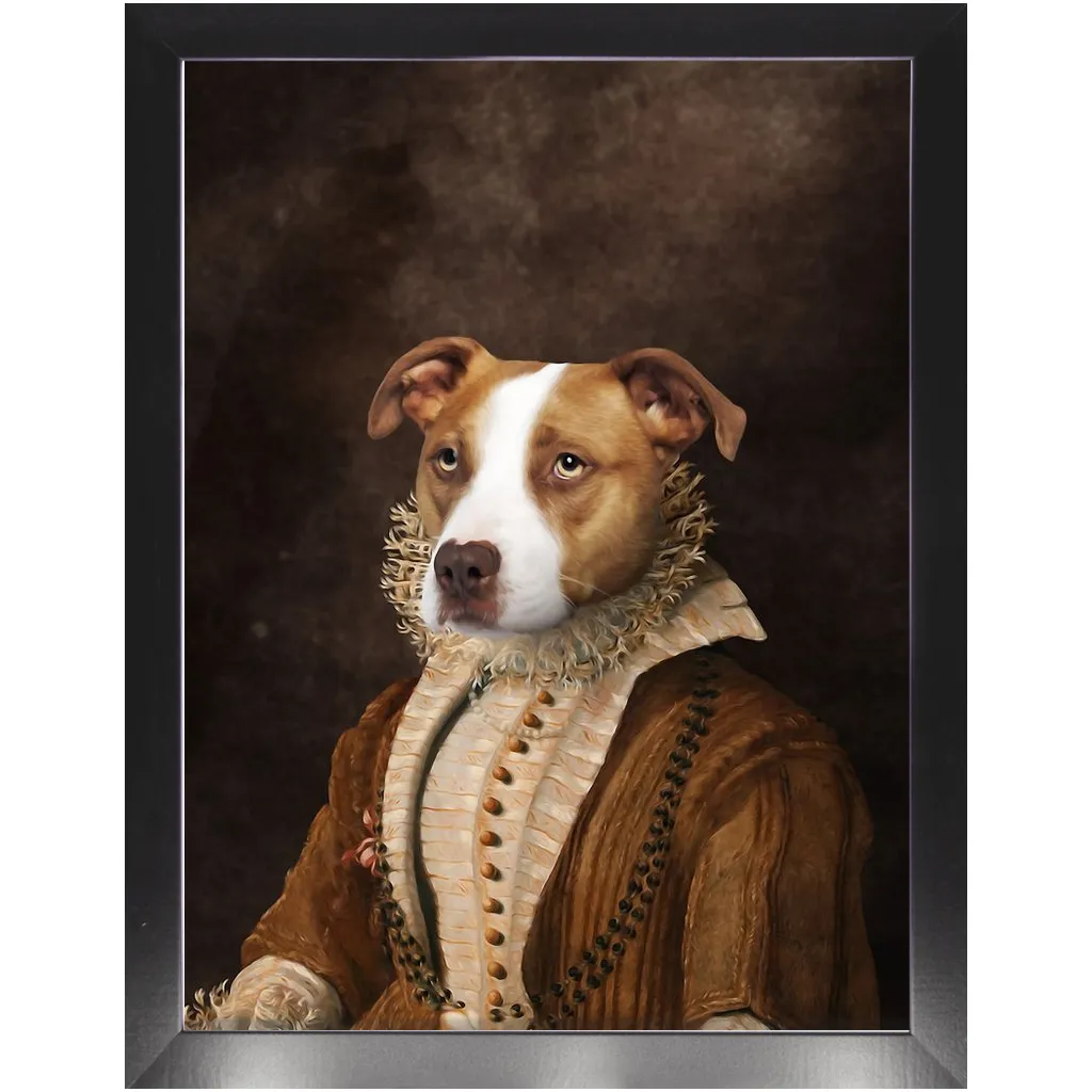 BARONESS OF BROWN - Renaissance Inspired Custom Pet Portrait Framed Satin Paper Print