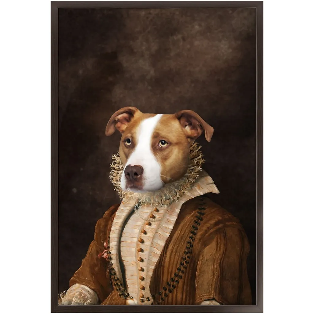 BARONESS OF BROWN - Renaissance Inspired Custom Pet Portrait Framed Satin Paper Print