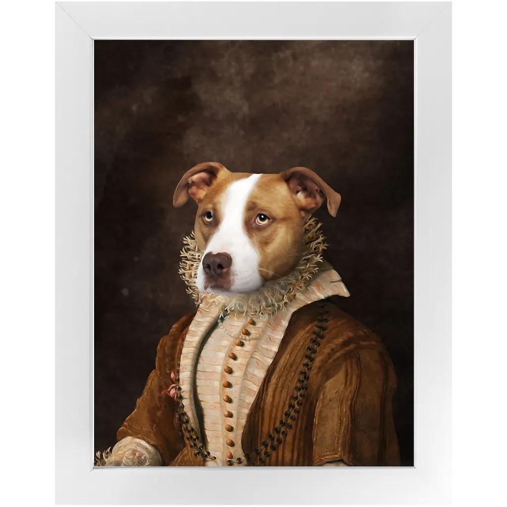 BARONESS OF BROWN - Renaissance Inspired Custom Pet Portrait Framed Satin Paper Print