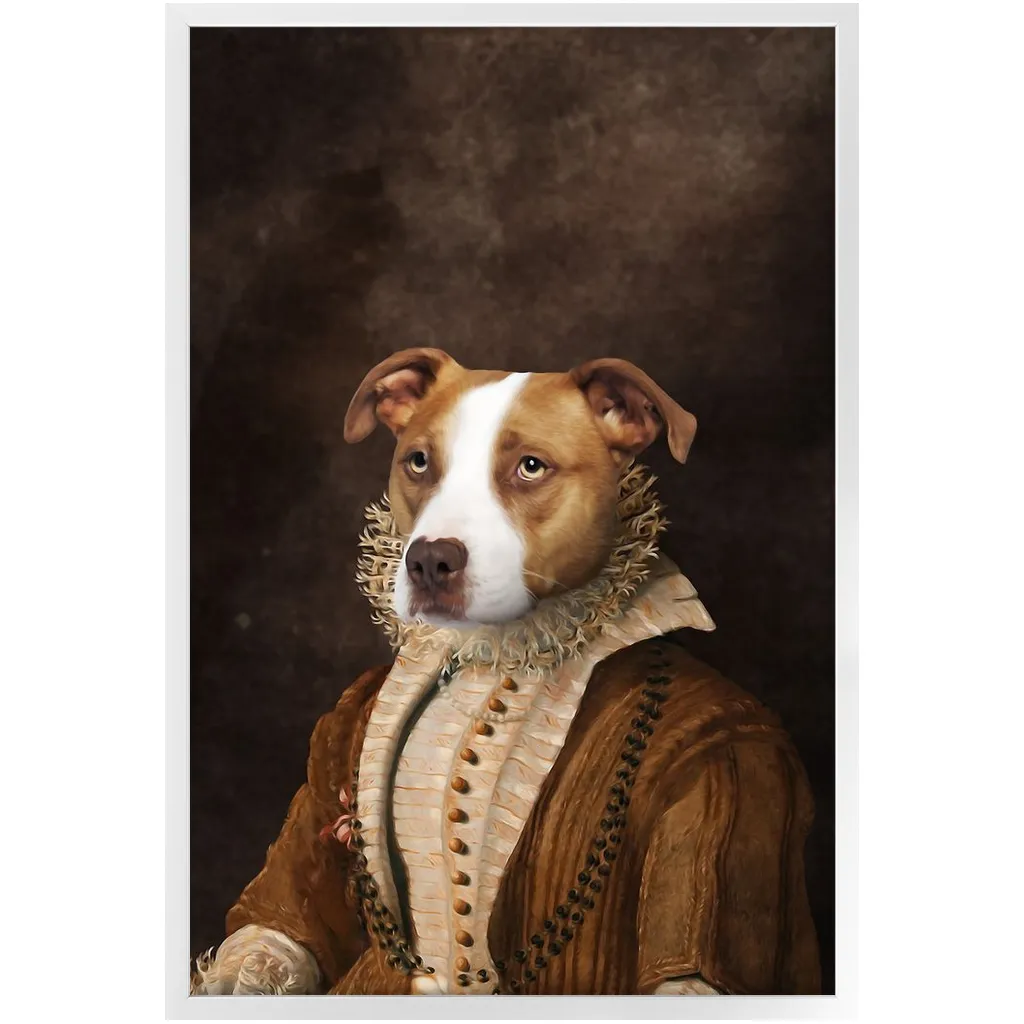 BARONESS OF BROWN - Renaissance Inspired Custom Pet Portrait Framed Satin Paper Print