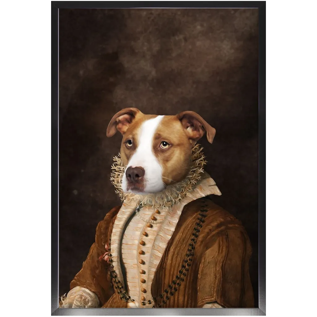 BARONESS OF BROWN - Renaissance Inspired Custom Pet Portrait Framed Satin Paper Print