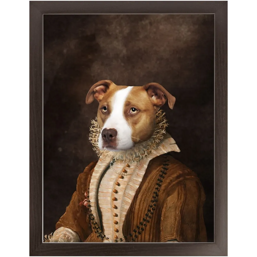 BARONESS OF BROWN - Renaissance Inspired Custom Pet Portrait Framed Satin Paper Print