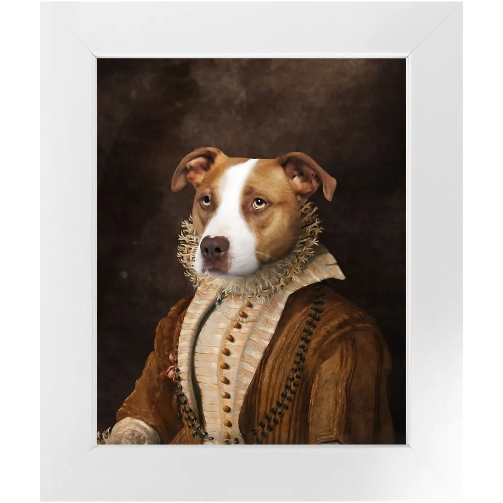 BARONESS OF BROWN - Renaissance Inspired Custom Pet Portrait Framed Satin Paper Print