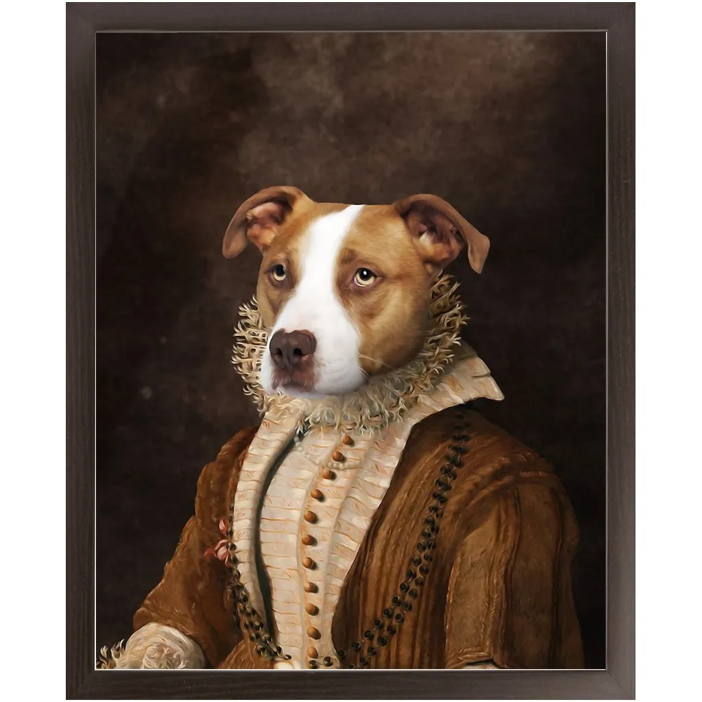 BARONESS OF BROWN - Renaissance Inspired Custom Pet Portrait Framed Satin Paper Print