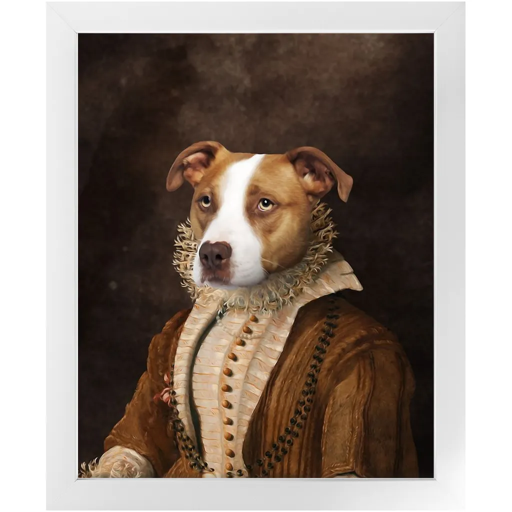 BARONESS OF BROWN - Renaissance Inspired Custom Pet Portrait Framed Satin Paper Print