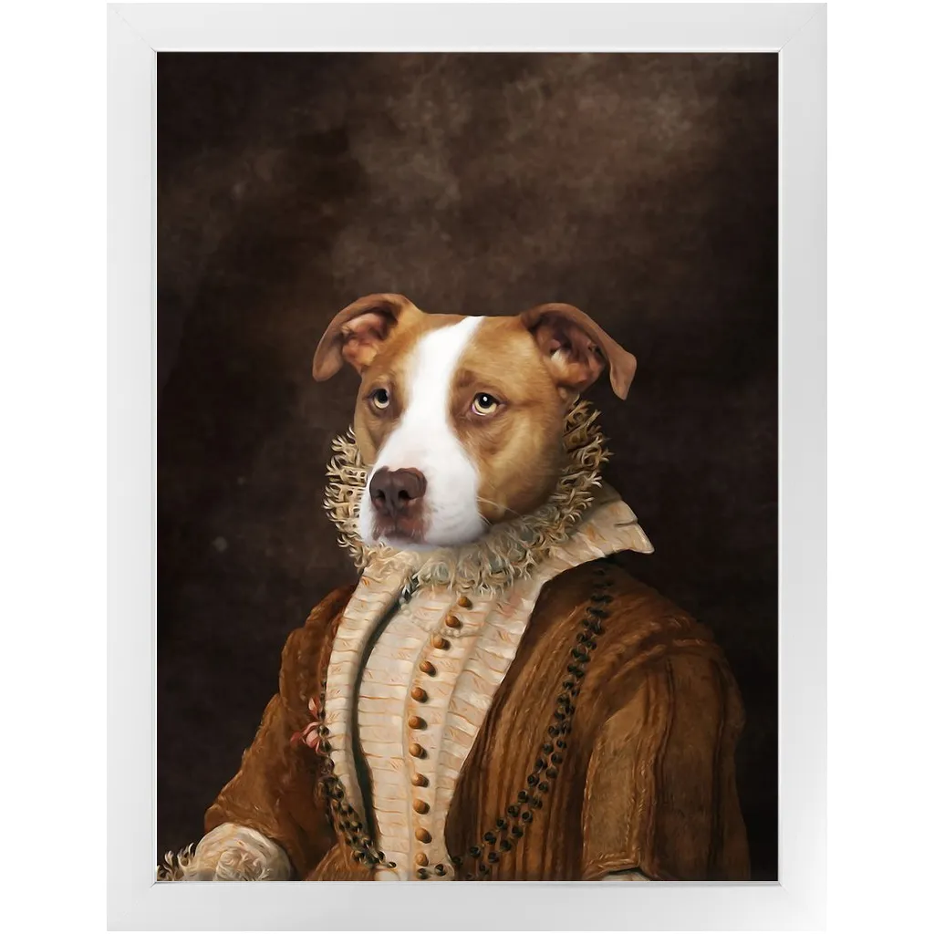 BARONESS OF BROWN - Renaissance Inspired Custom Pet Portrait Framed Satin Paper Print