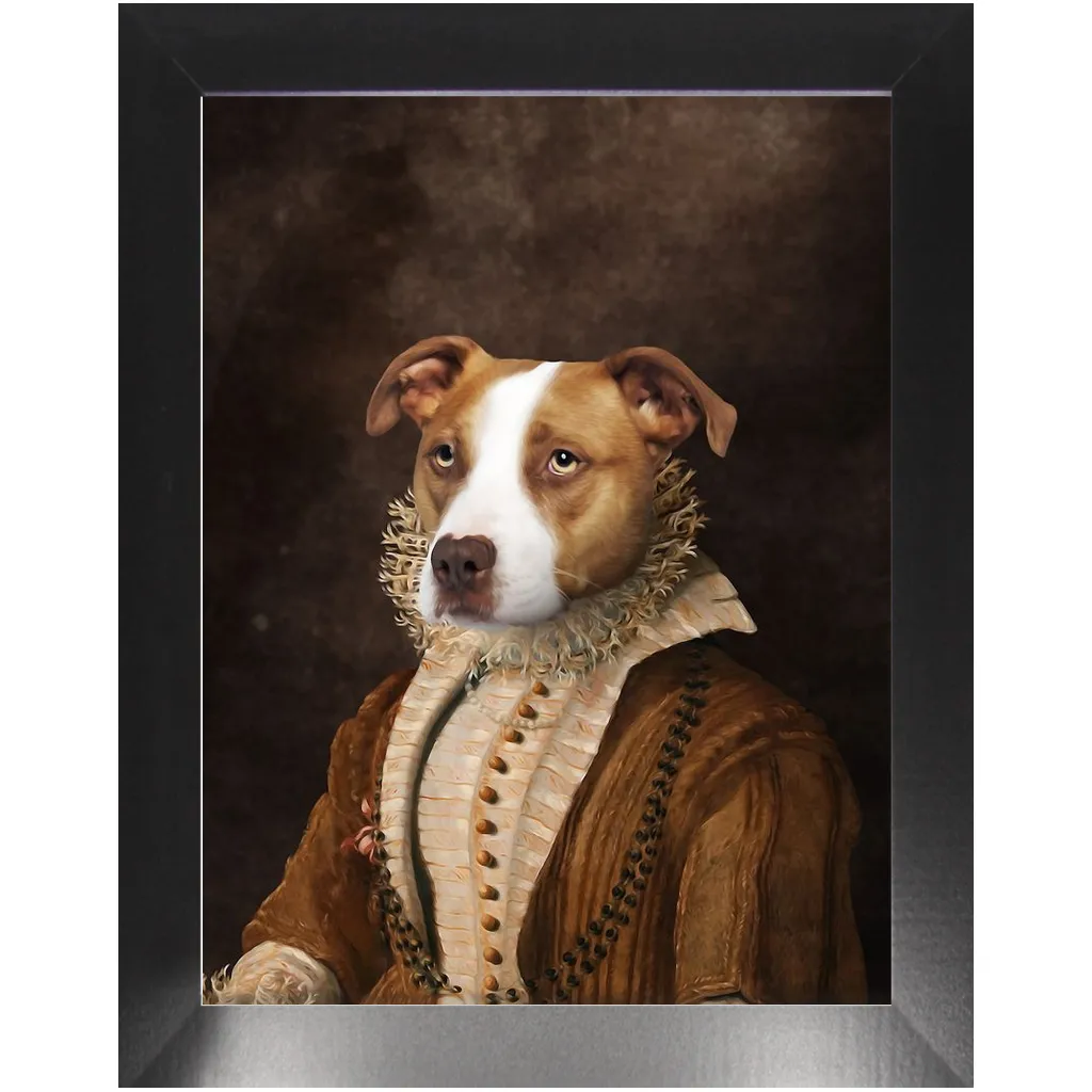 BARONESS OF BROWN - Renaissance Inspired Custom Pet Portrait Framed Satin Paper Print