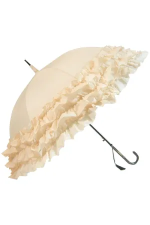 Beige Triple Frill Steampunk Umbrella / Parasol