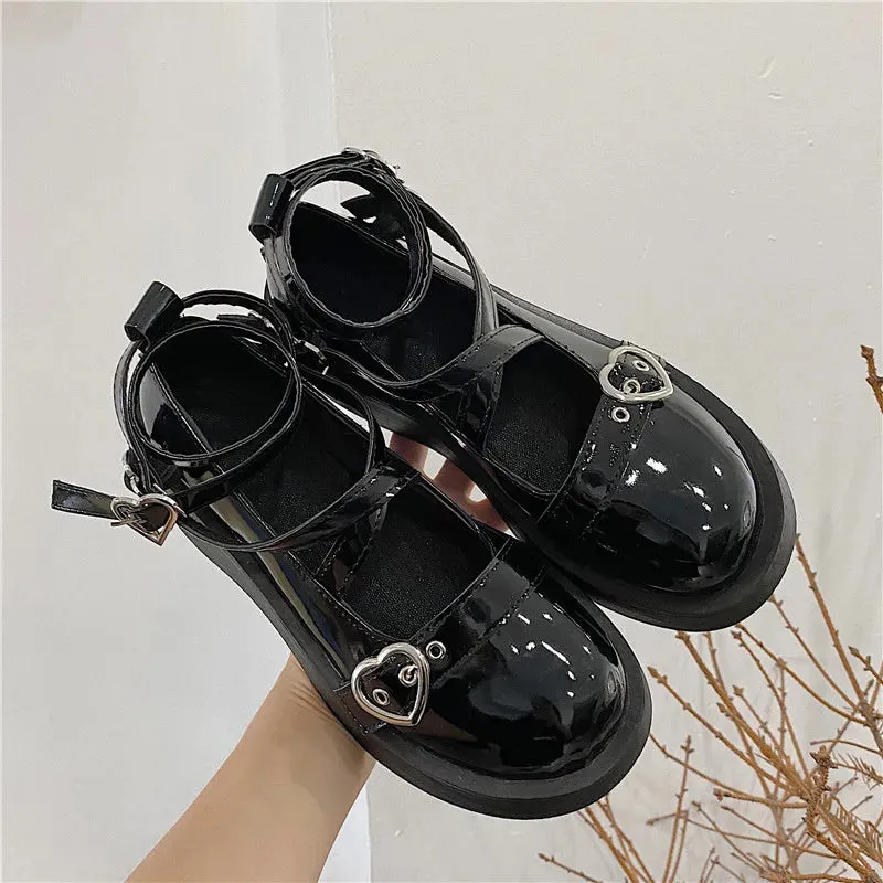 Black Heart Mary Jane Lolita Shoes