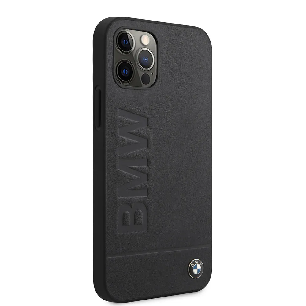 BMW Real Leather With Signature Logo Imprint - iPhone 12 Pro Max Black