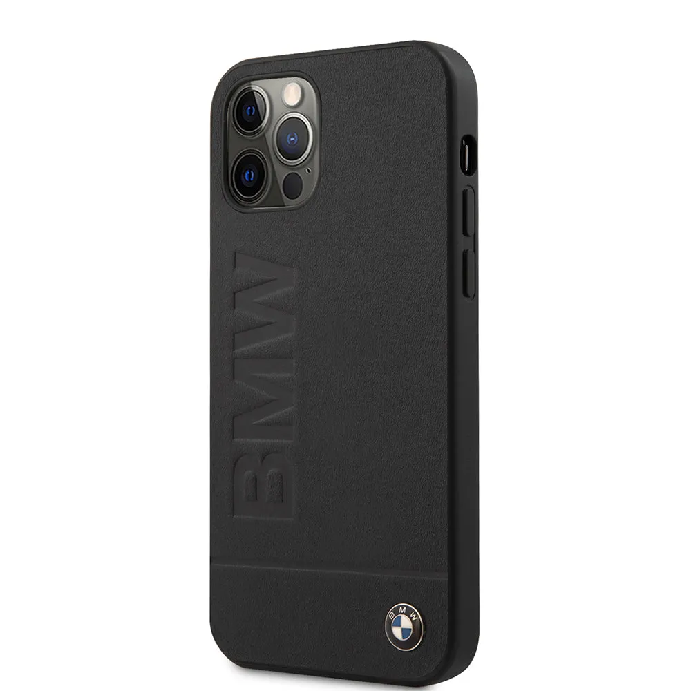 BMW Real Leather With Signature Logo Imprint - iPhone 12 Pro Max Black