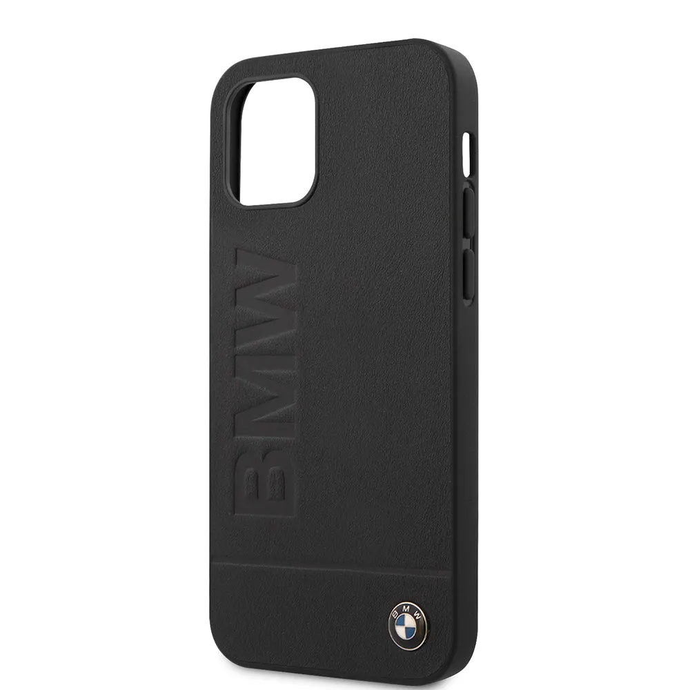 BMW Real Leather With Signature Logo Imprint - iPhone 12 Pro Max Black