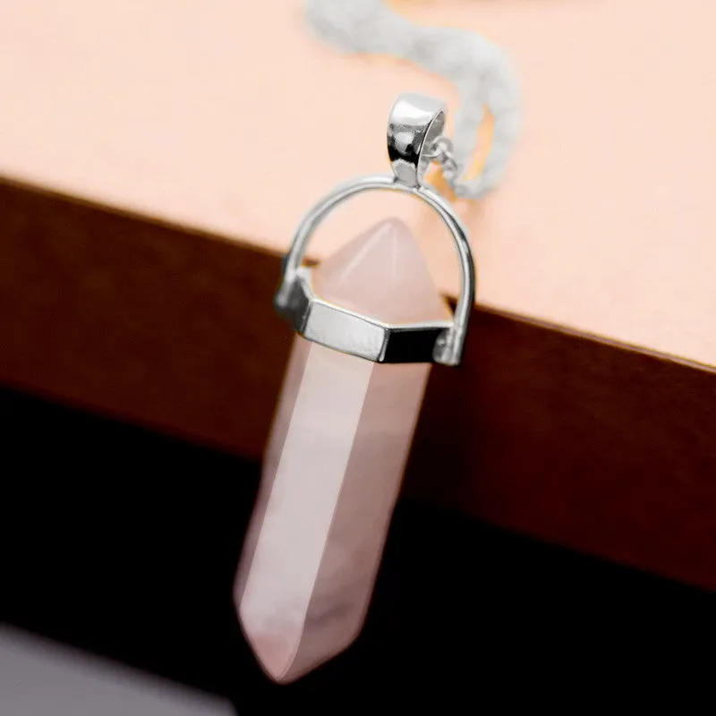 Bullet Shape Natural Stone Amethyst Necklaces Turquoise Crystal Gem Stone Quartz Pendant Women Necklace Summer Jewelry