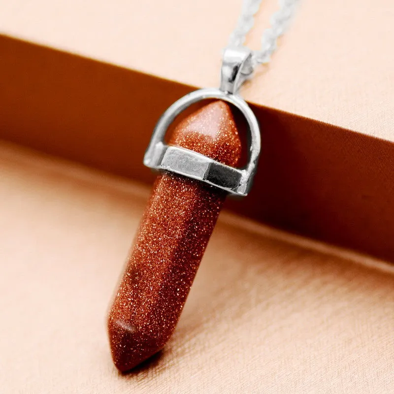 Bullet Shape Natural Stone Amethyst Necklaces Turquoise Crystal Gem Stone Quartz Pendant Women Necklace Summer Jewelry