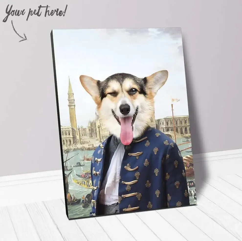 Canal Desire - Old Renaissance Inspired Custom Pet Portrait Canvas