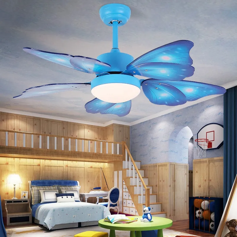 Children's Butterfly-Themed Ceiling Fan Lamp - A Creative Addition to Kids' Room Decor