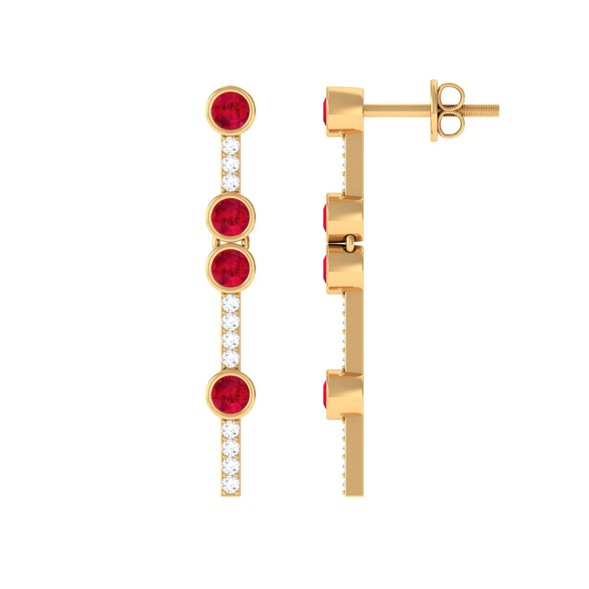 Created Ruby and Diamond Dangle Earrings