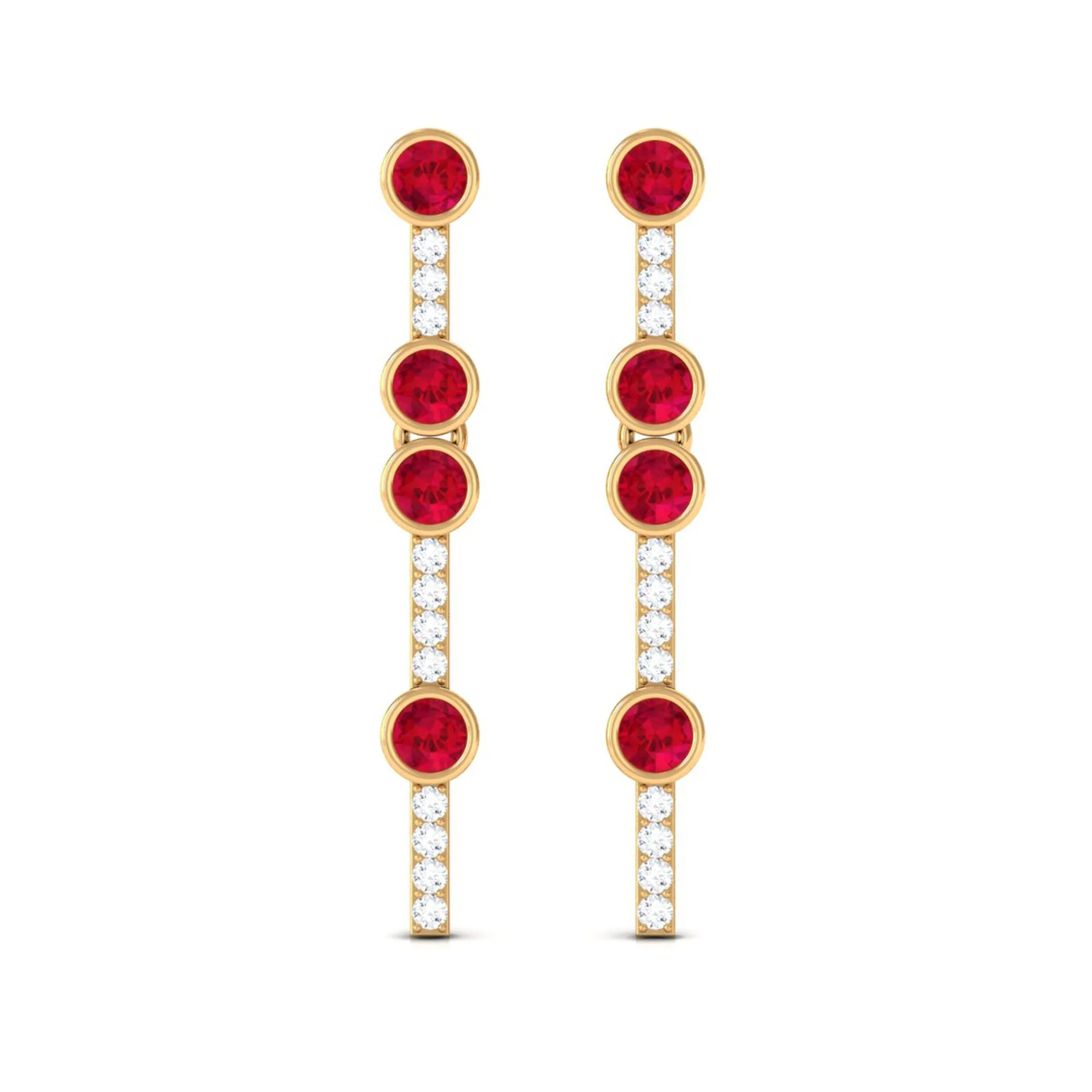 Created Ruby and Diamond Dangle Earrings