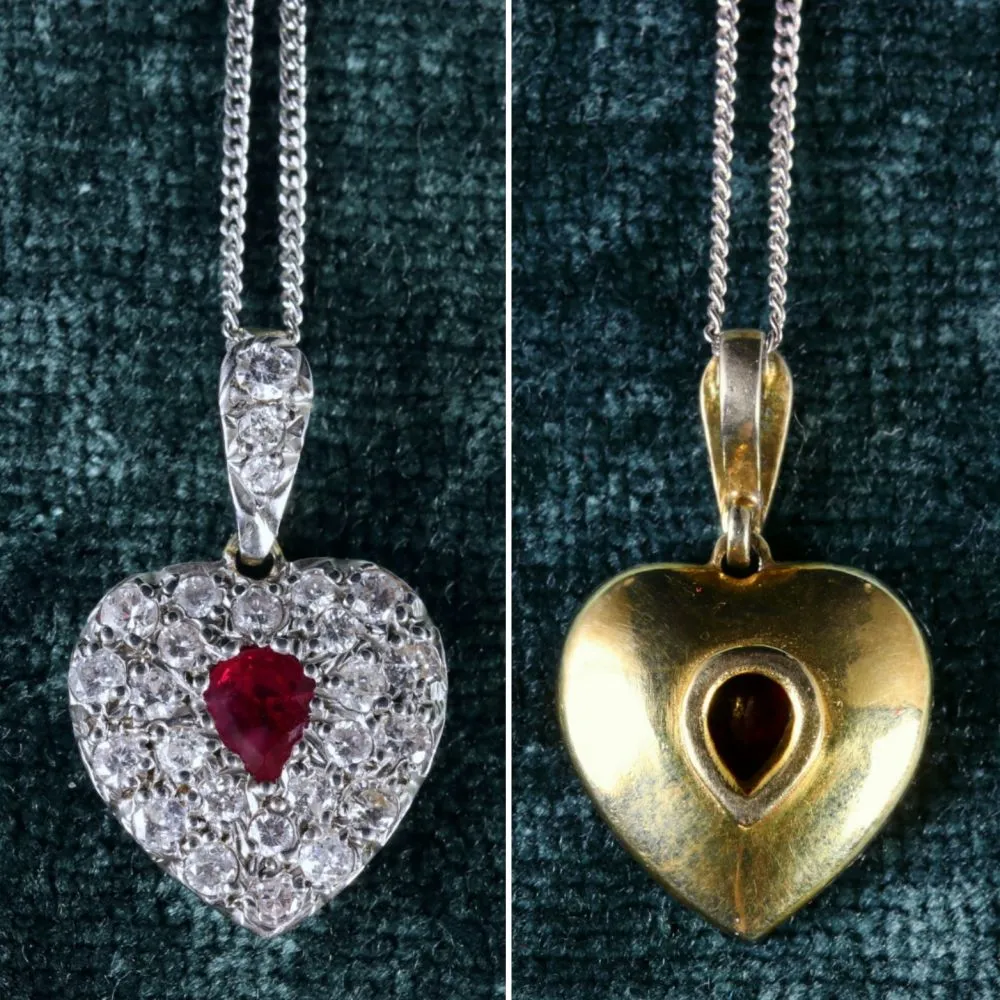 Diamond Ruby Heart 18ct Pendant Necklace