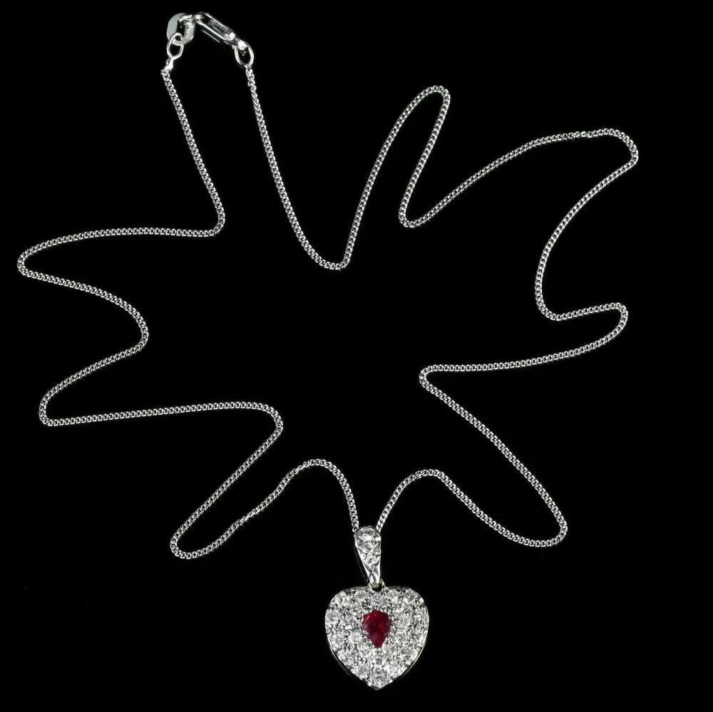 Diamond Ruby Heart 18ct Pendant Necklace