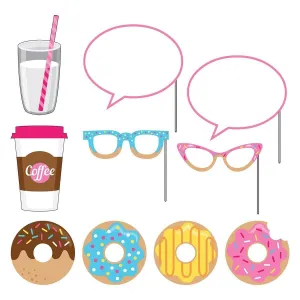 Donut Time photo booth props, 10 per package