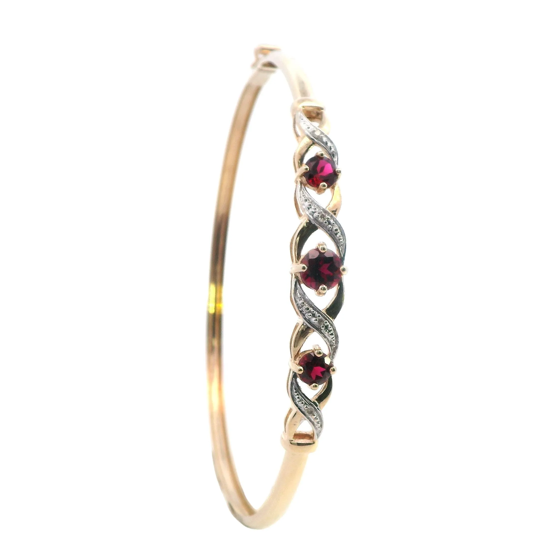 Elegant 9ct Yellow Gold Created Ruby Bangle - Stunning and Sophisticated