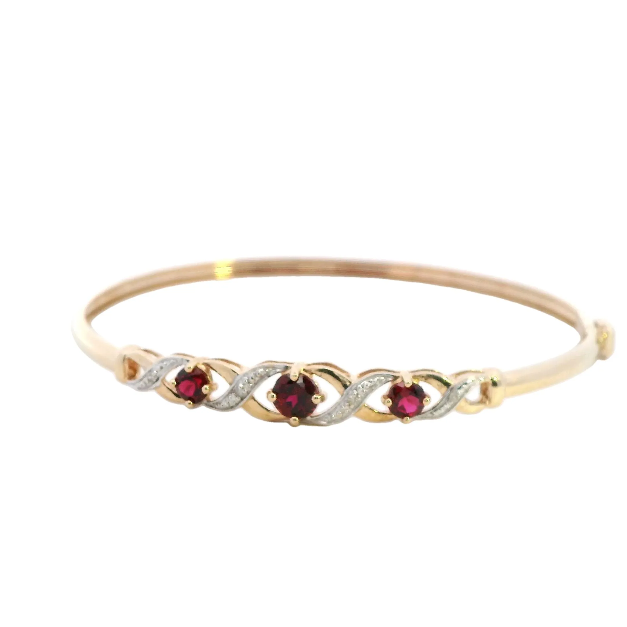 Elegant 9ct Yellow Gold Created Ruby Bangle - Stunning and Sophisticated