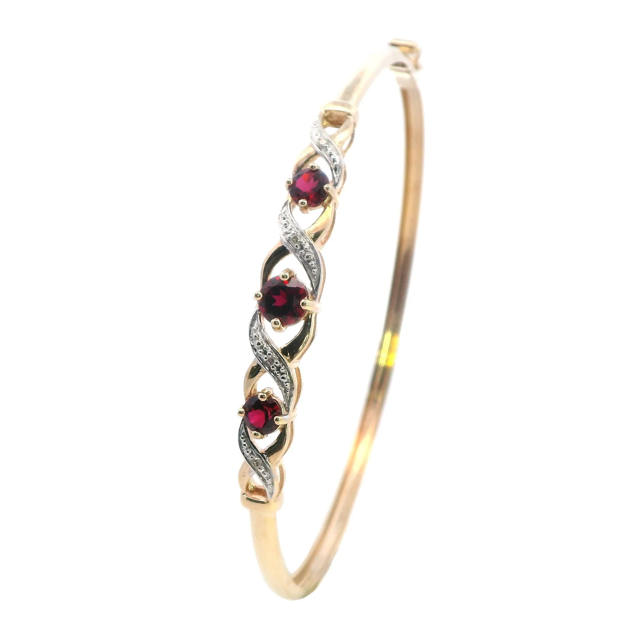 Elegant 9ct Yellow Gold Created Ruby Bangle - Stunning and Sophisticated