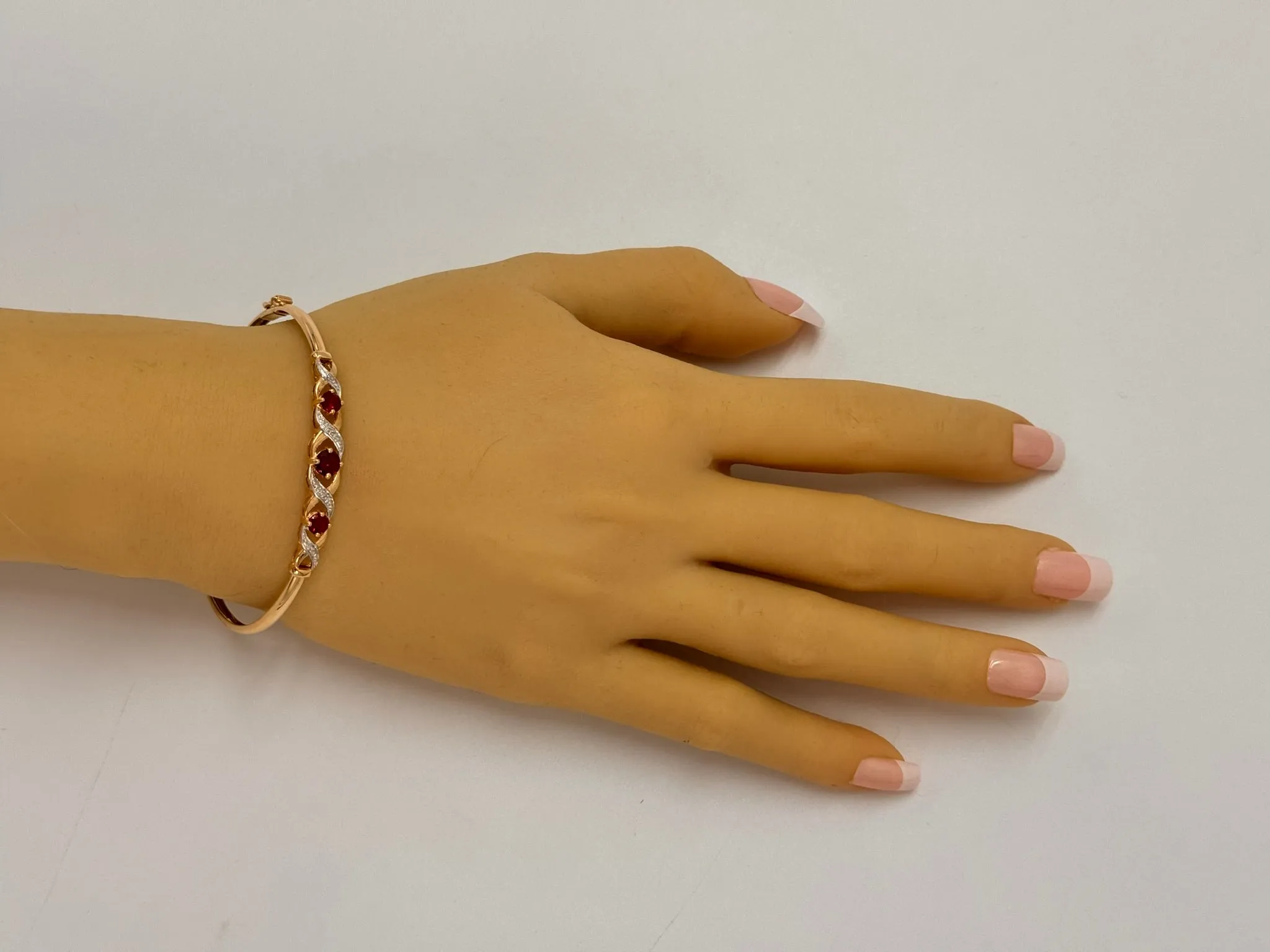 Elegant 9ct Yellow Gold Created Ruby Bangle - Stunning and Sophisticated