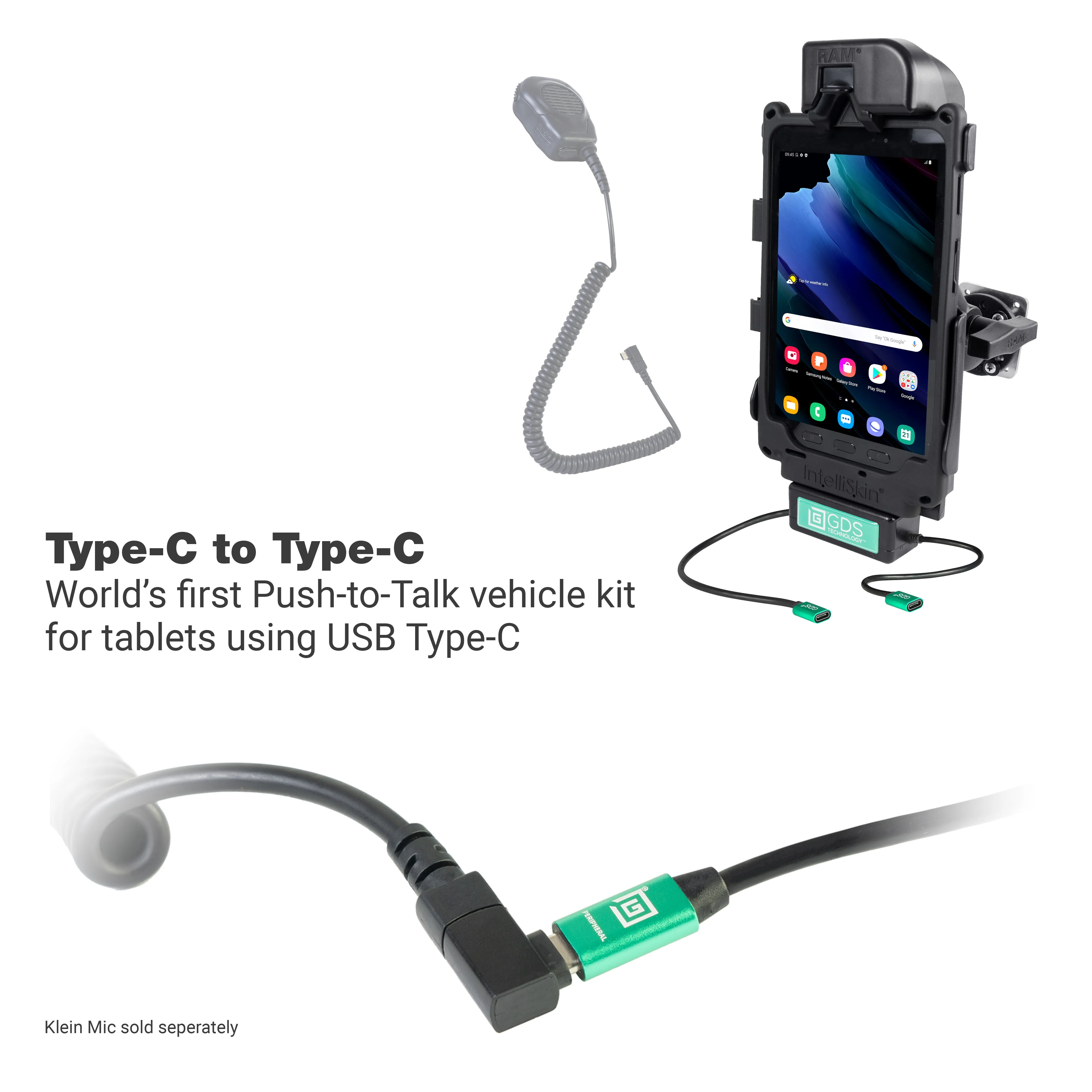 GDS® Tough-Dock™ Klein VALOR PTT Vehicle Bundle for Samsung Tab Active3