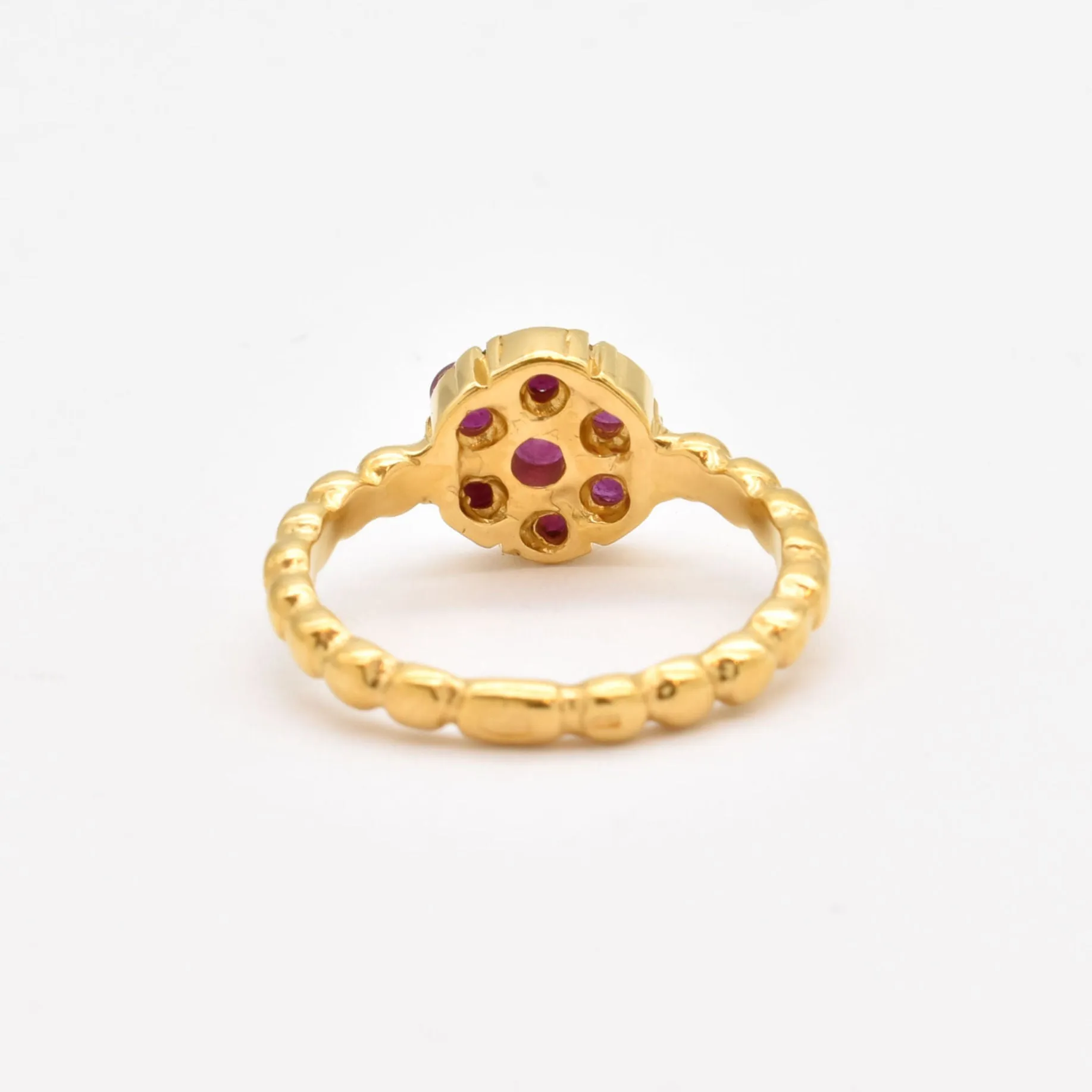 Gold Ruby Ring - Flower Ring, Dainty Ruby Ring, Natural Ruby Ring