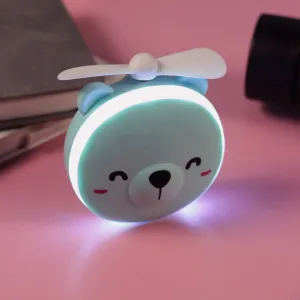 Green Cute Teddy Led Mirrors with Fan for Girls