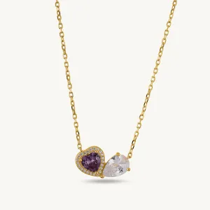 Heart stone Amethyst Haze Pendant | 18K Gold Vermeil Plated