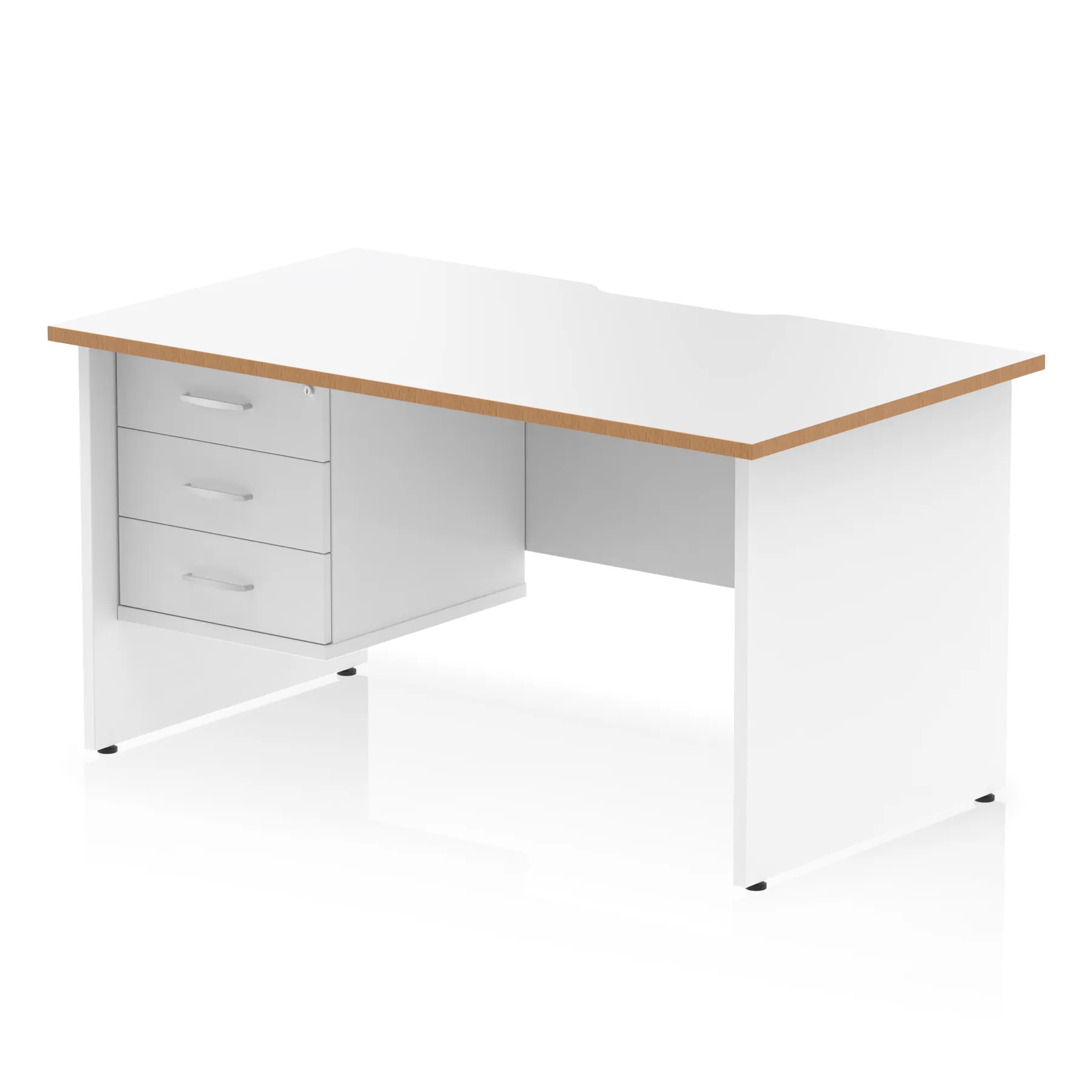 Impulse Scalloped Edge 1400mm Panel End Straight Desk With Single Fixed Pedestal