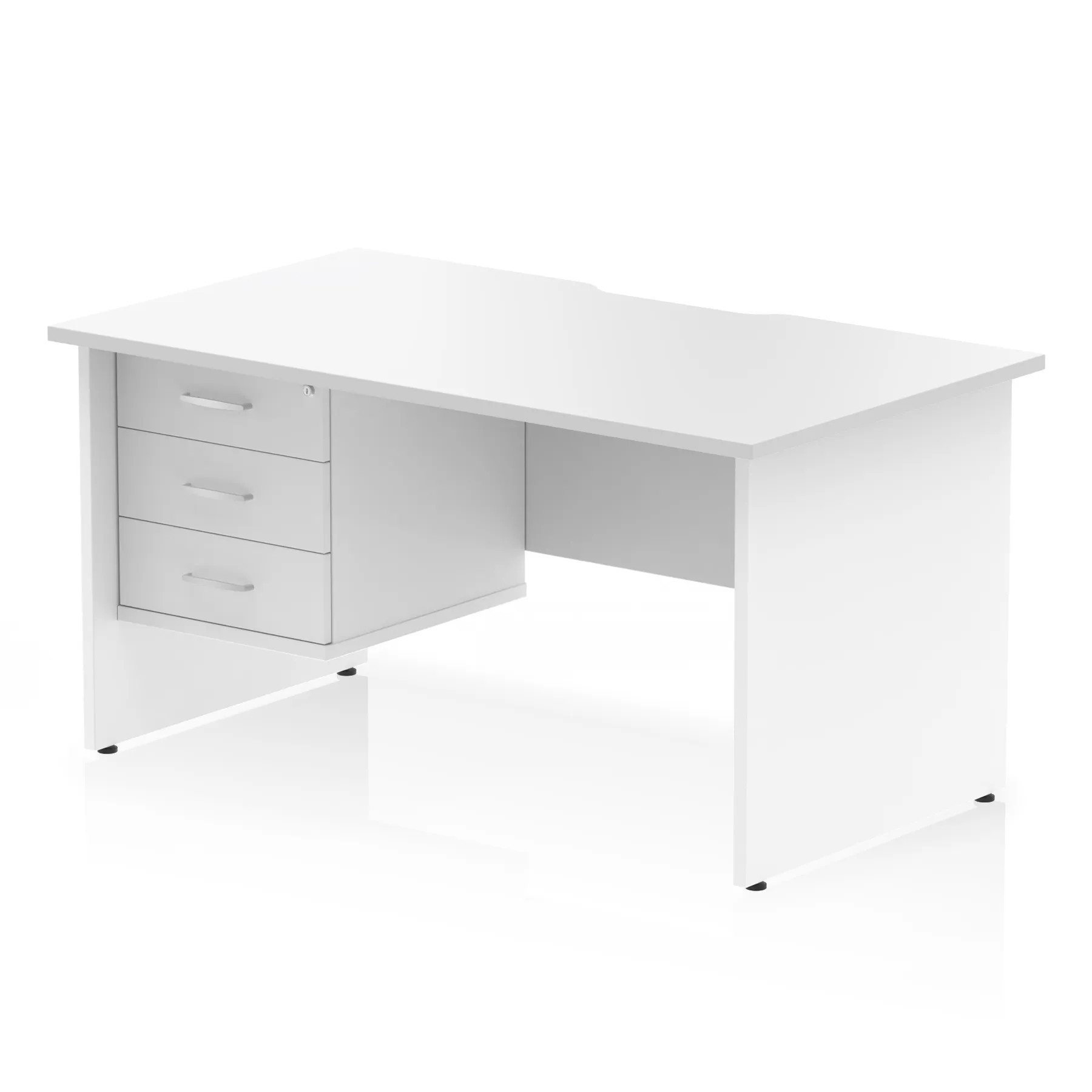 Impulse Scalloped Edge 1400mm Panel End Straight Desk With Single Fixed Pedestal