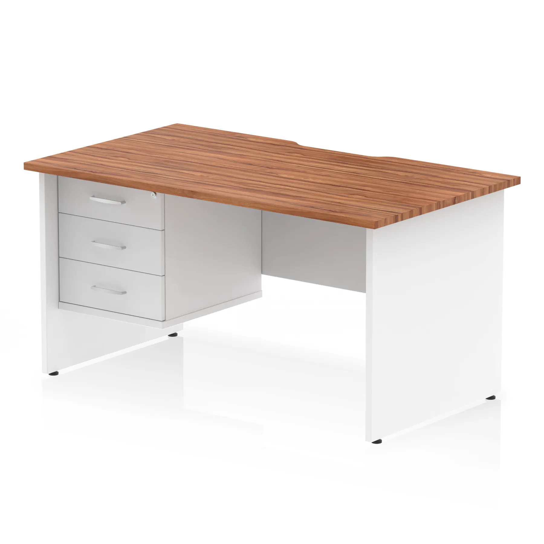 Impulse Scalloped Edge 1400mm Panel End Straight Desk With Single Fixed Pedestal