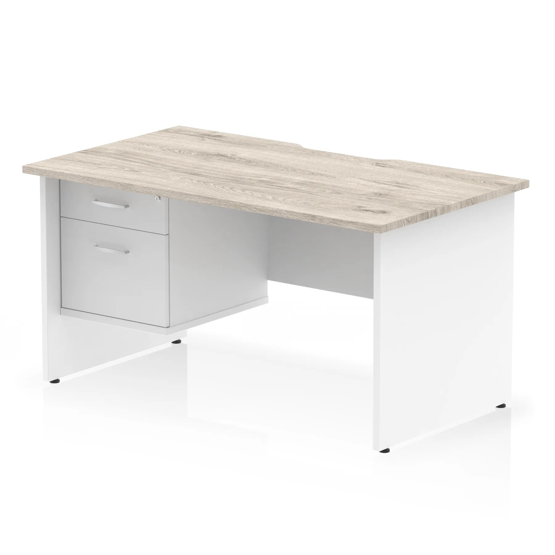 Impulse Scalloped Edge 1400mm Panel End Straight Desk With Single Fixed Pedestal