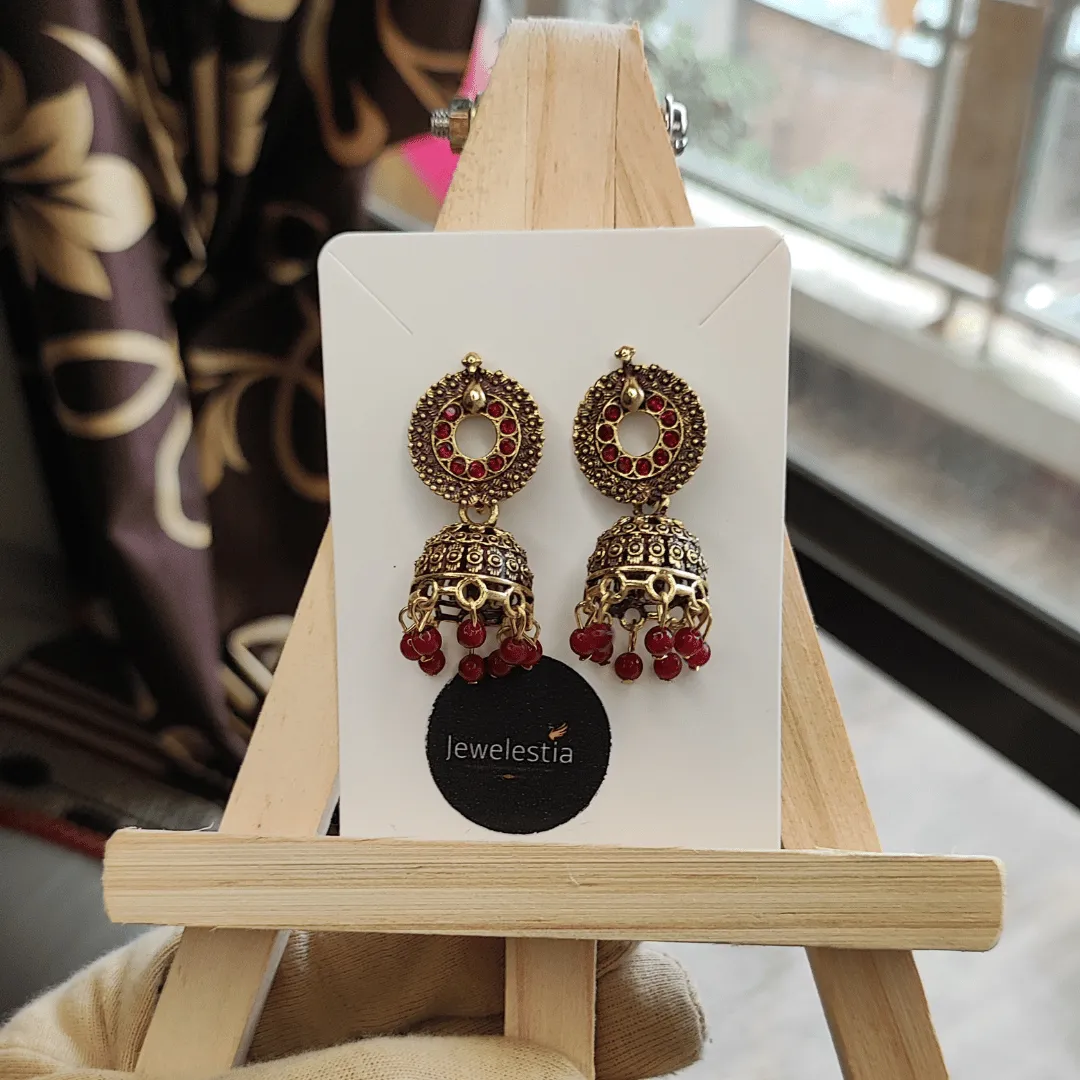 Jewelestia Royal Ruby Jhumkas